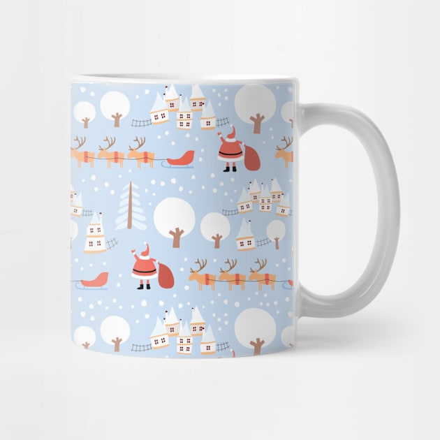 Whimsical Santa Claus and Reindeer Pattern by FabulouslyFestive